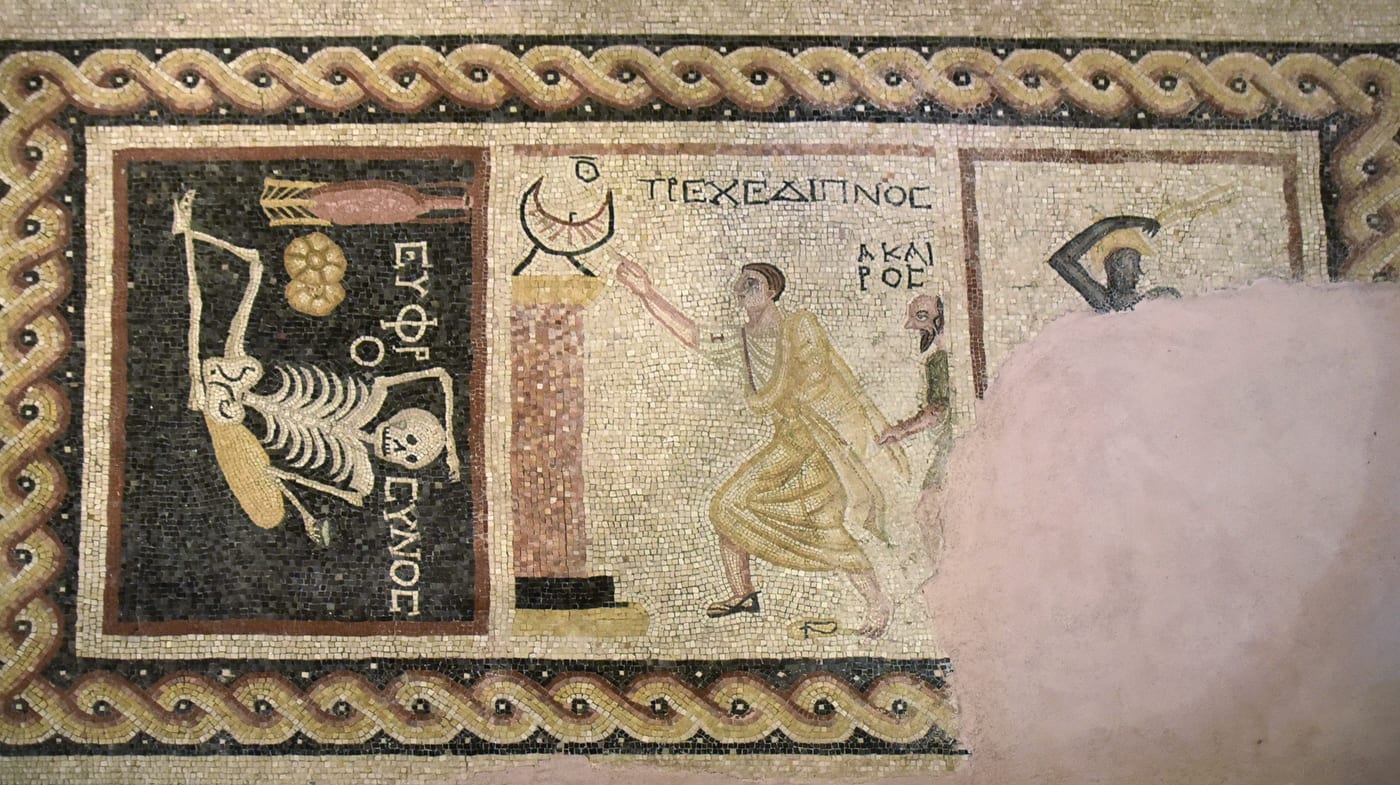 Mosaico romano de Antioquía (siglos II-III), Museo Arqueológico de Hatay, Antakya. Antioquía era célebre en la Antigüedad por la riqueza de sus mosaicos domésticos; este es posterior a Pablo, pero da una idea directa de la cultura material de la ciudad.